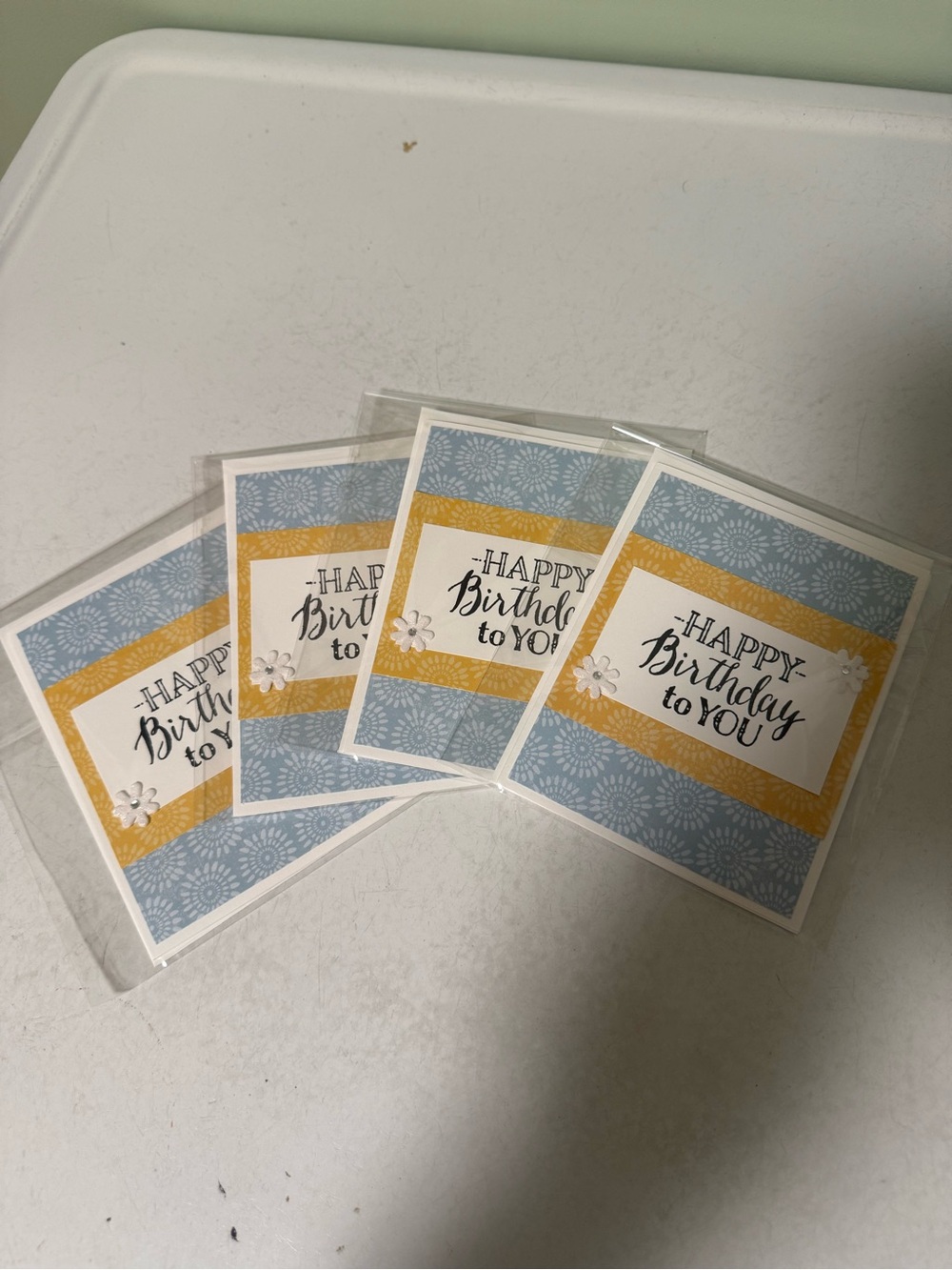 Handmade Birthday Card Set in Blue & Yellow - Happy Birthday to You
